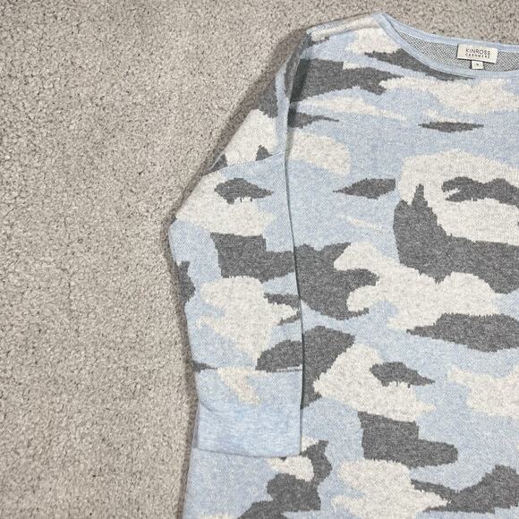 Kinross Cashmere Sweater Womens S Blue Camo Print Pullover Preppy - Picture 7 of 14